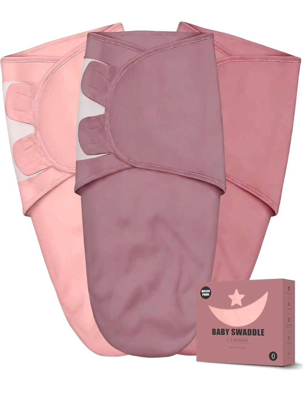 Pink Baby Swaddle Set – 3-Pack (Soft Blush & Rose Tones)